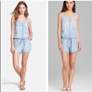 RAILS Chambray V Neck Sleeveless Racerback Tie Waist Dress Sz S